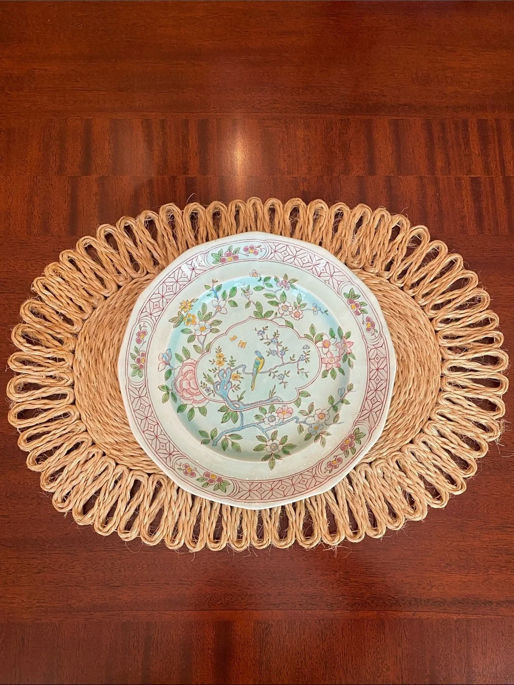 Vintage Fallani & Cohn Natural Woven Hemp Straw Oval Placemats- Set of 6